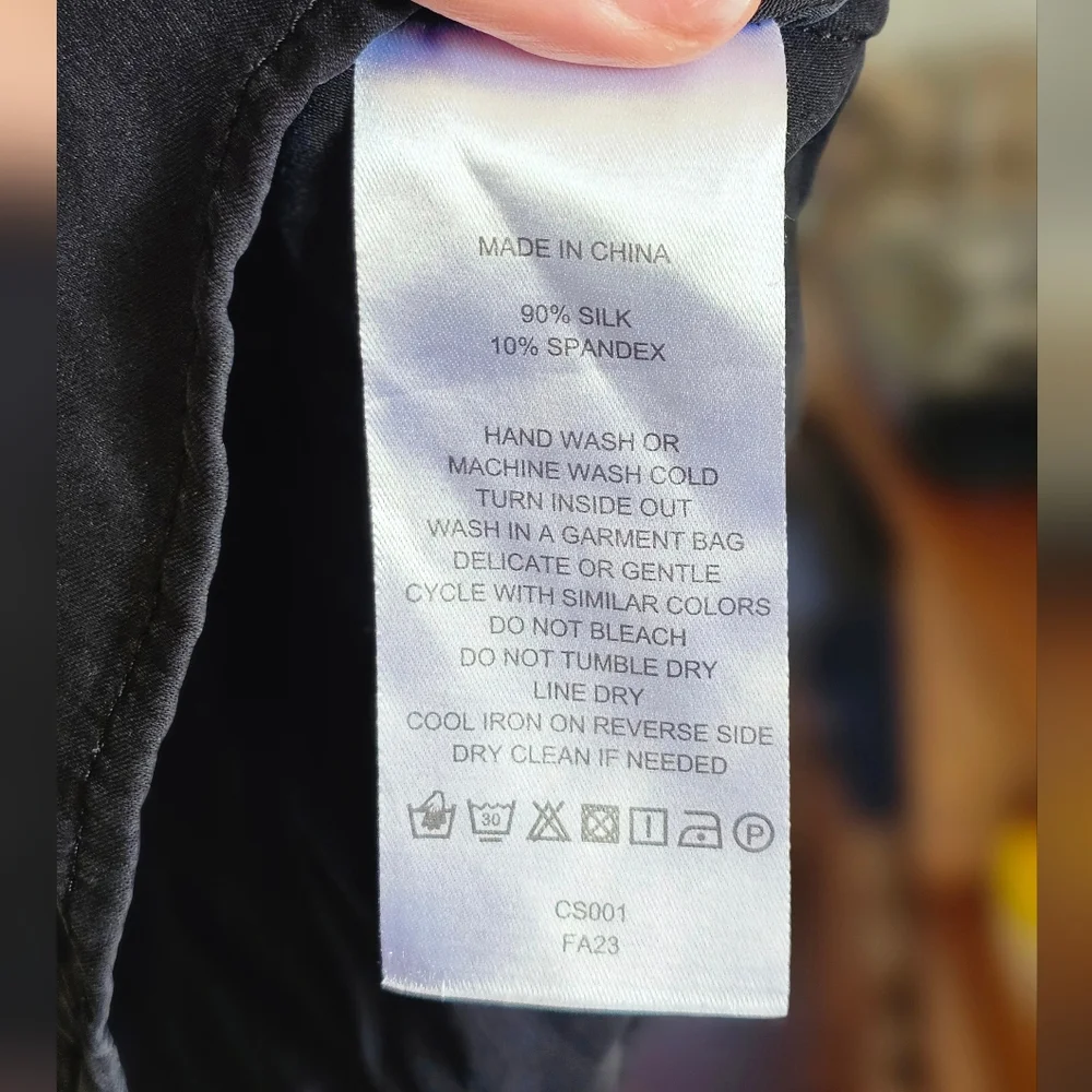 Quince Washable Stretch Silk Puff Sleeve Blouse Black - Picture 7 of 9